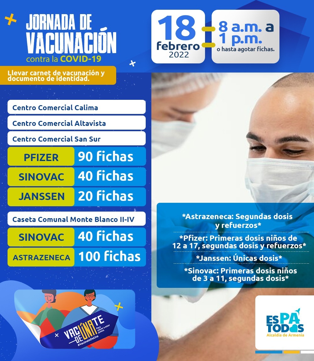 Hoy, vacunación en Calima, Altavista, San Sur y caseta comunal del barrio Monteblanco.