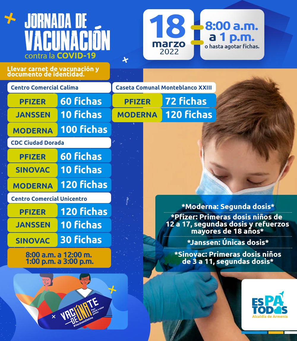 ¡Llegaron vacunas Moderna para segundas dosis! Jornadas de inmunización en Calima, Unicentro, Ciudad Dorada y Monteblanco