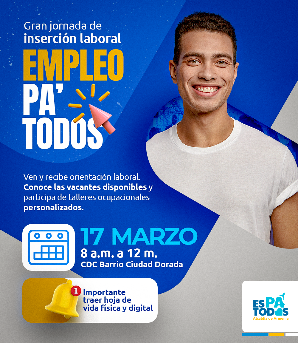 ¡Seguimos reduciendo el desempleo! Hoy, feria de empleo en Ciudad Dorada con vacantes en diferentes oficios