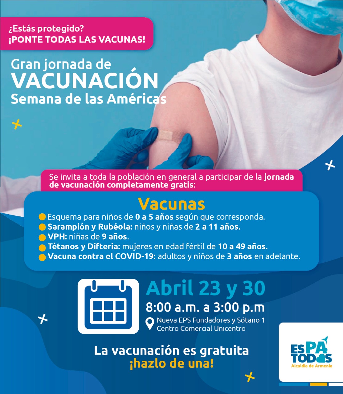 Este sábado se inicia la segunda jornada nacional de vacunación de las Américas