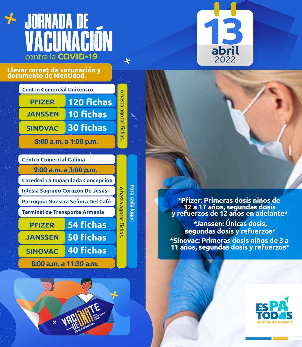 Hoy, puntos de vacunación COVID-19 en Calima, Unicentro, iglesias, terminal y aeropuerto