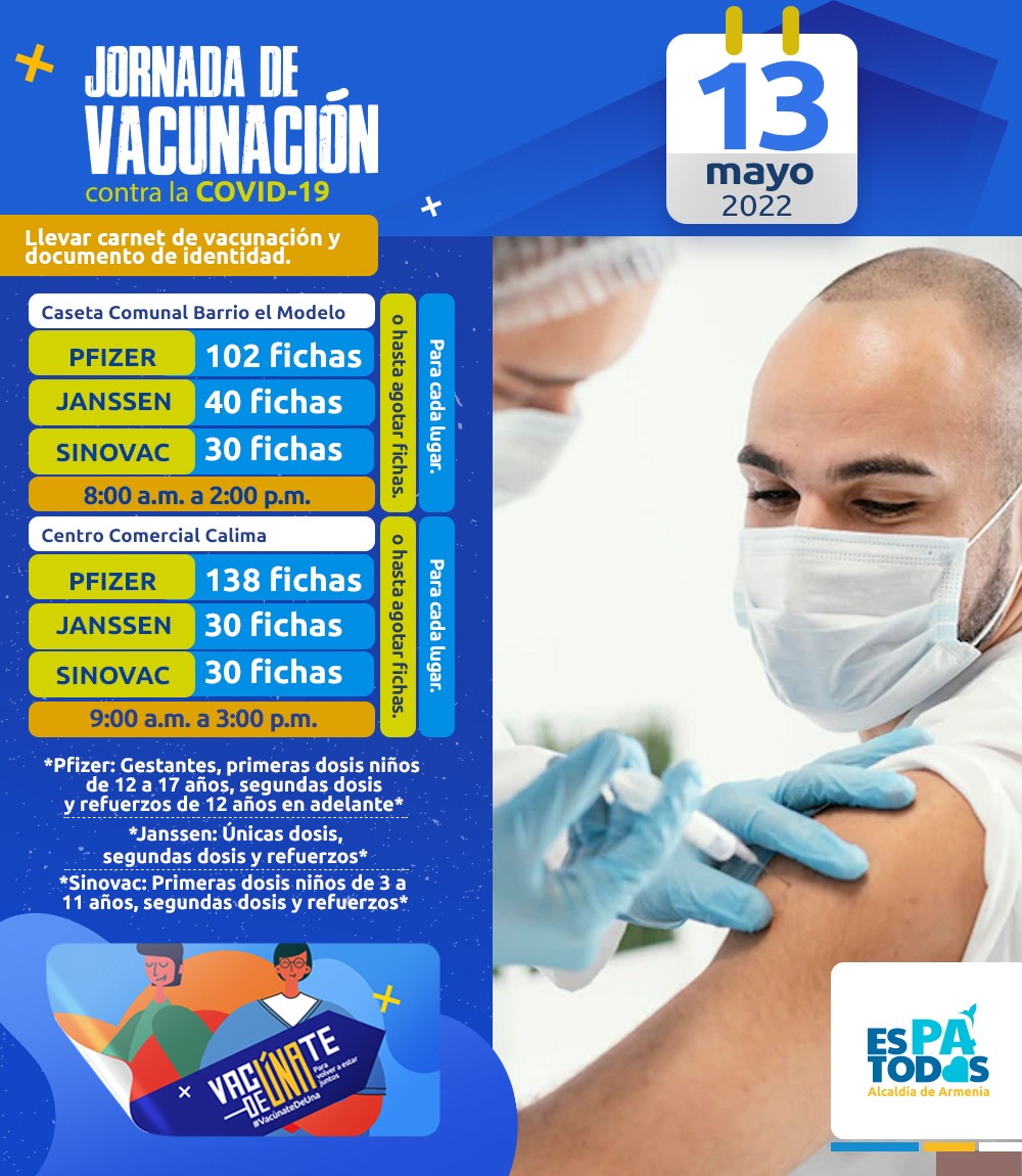 Hoy, puntos de vacunación COVID - 19 en el centro comercial Calima y en el barrio Modelo