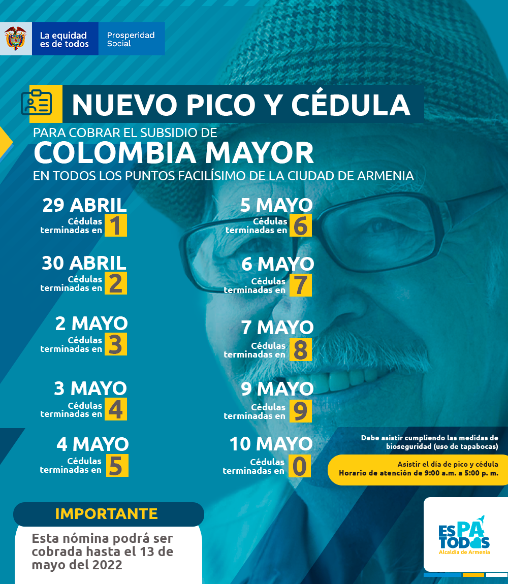 Reclame su pago de Colombia Mayor en Facilísimo, desde hoy y hasta el 13 de mayo