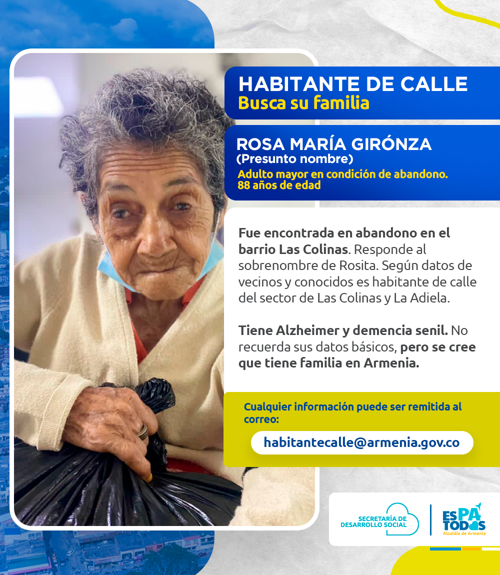 Rosita, mujer encontrada en abandono en el barrio Las Colinas, busca a su familia