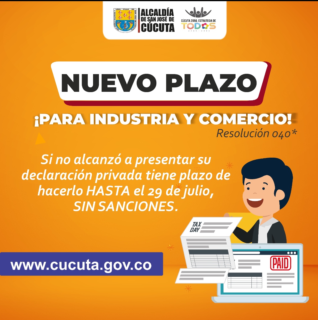 ALCALDÍA DE CÚCUTA AMPLÍA EL PLAZO PARA DECLARAR INDUSTRIA Y COMERCIO SIN SANCIONES »
