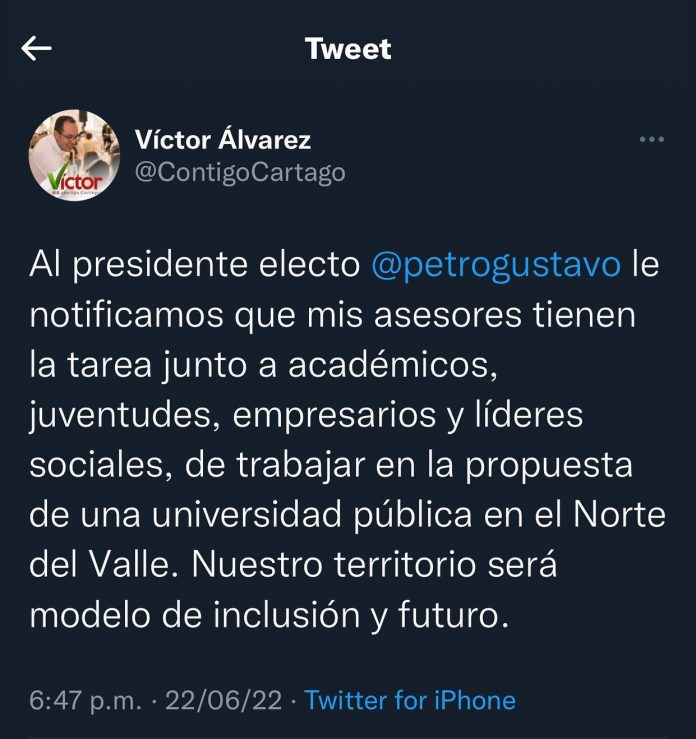 Alcalde de Cartago responde a solicitud del Presidente electo