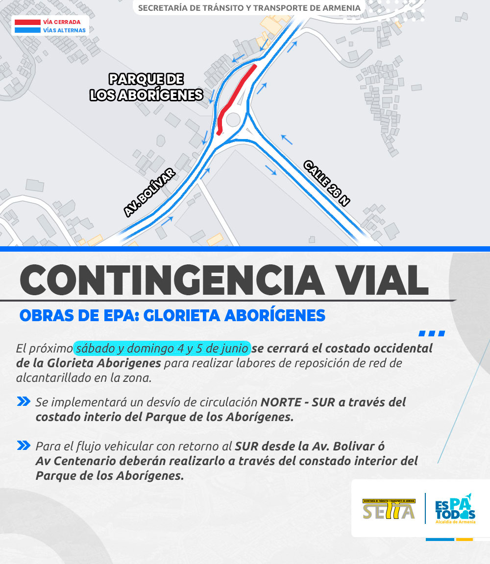 Por obras en alcantarillado, habrá contingencia vial en el norte de Armenia