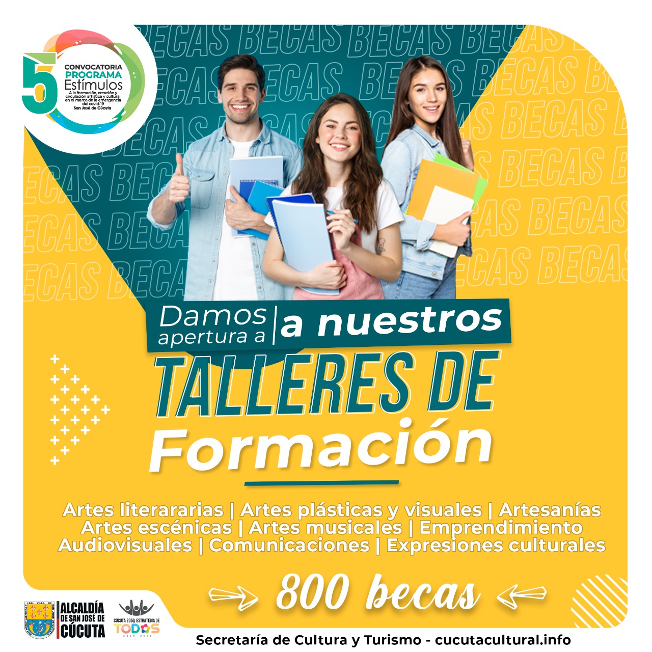 SECRETARÍA DE CULTURA Y TURISMO ABRE 800 BECAS GRATUITAS PARA TALLERES DE FORMACIÓN EN ARTES Y CULTURA »