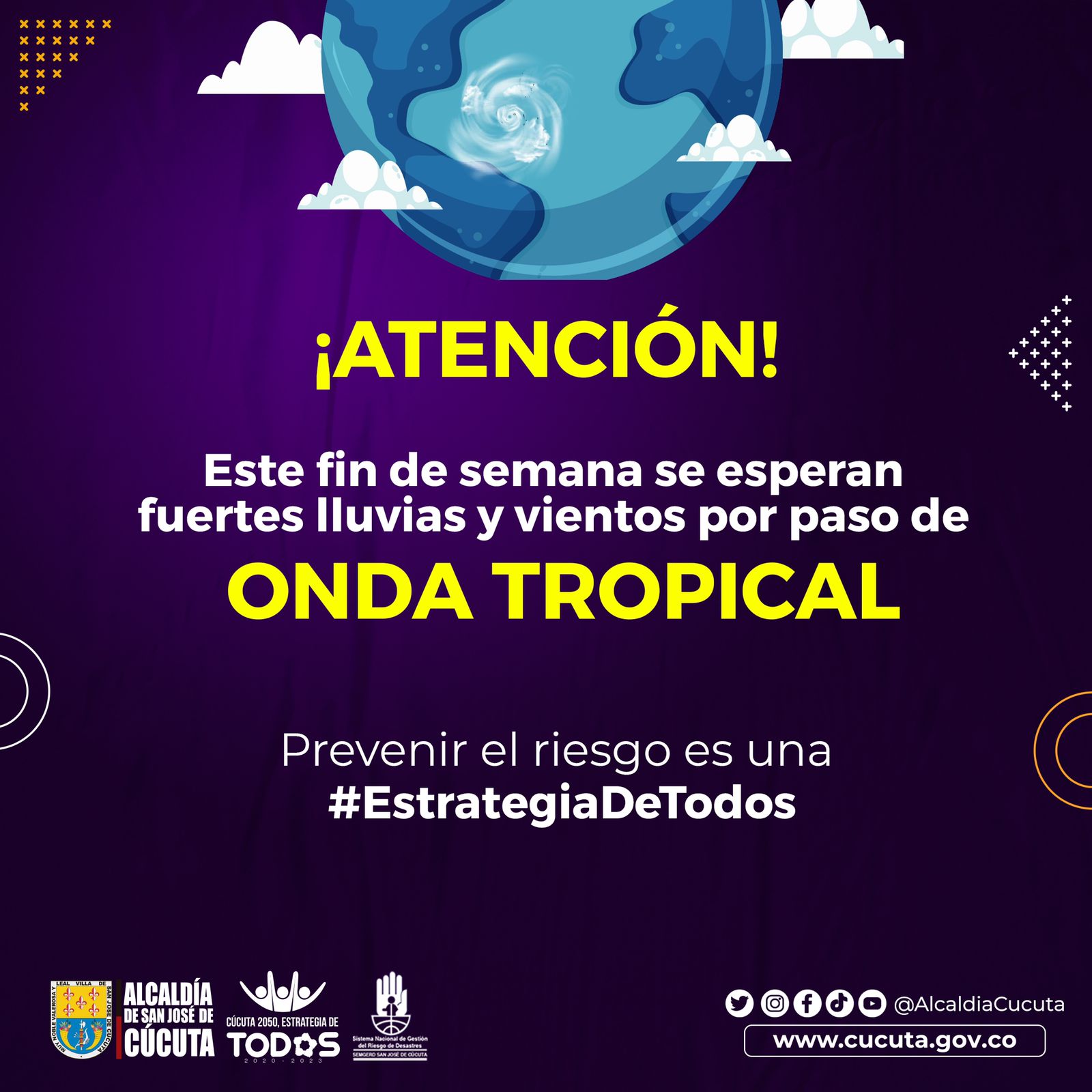 AUMENTARÁN LAS LLUVIAS EN EL MUNICIPIO DEBIDO AL PASO DE UNA ONDA TROPICAL »