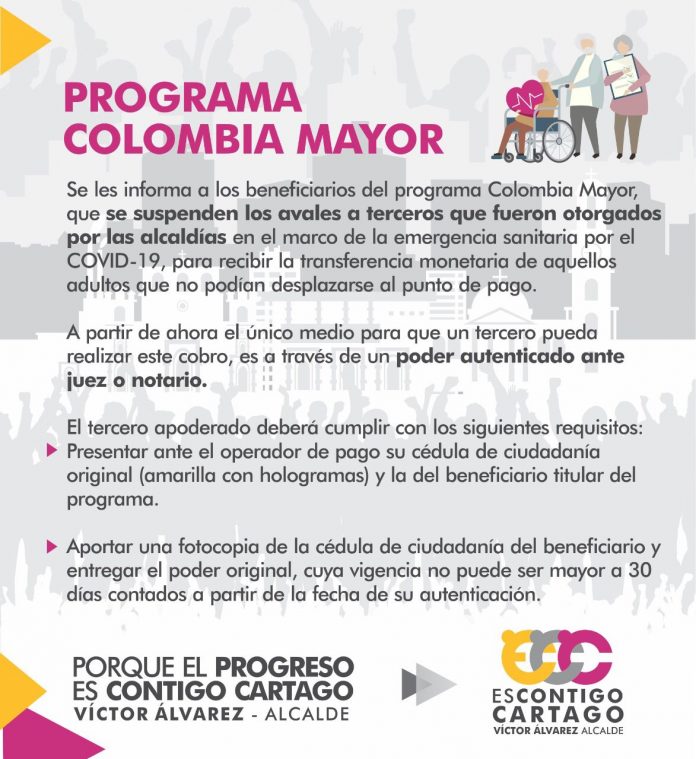 Cambios para avales a terceros en el Programa Colombia Mayor