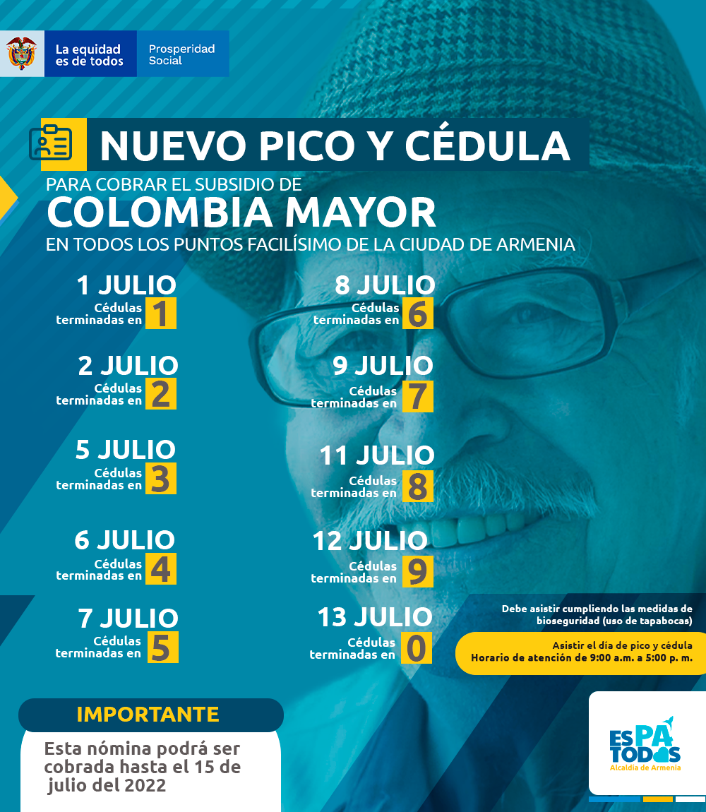 Desde hoy y hasta el 15 de julio se harán los pagos de Colombia Mayor en puntos Facilísimo