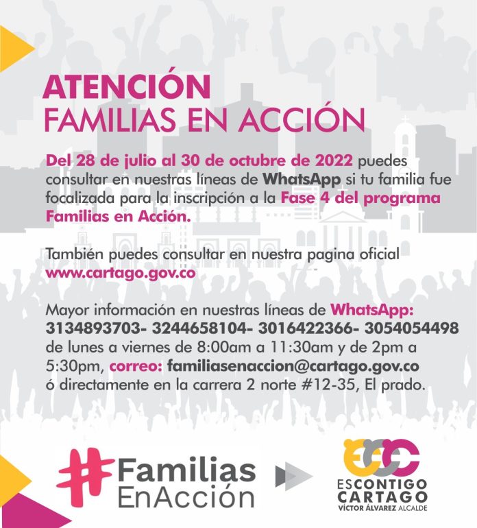 LISTADO FAMILIAS FOCALIZADAS PARA INSCRIPCIONES AL PROGRAMA FAMILIAS EN ACCION CARTAGO SEGUNDA ETAPA- AÑO 2022