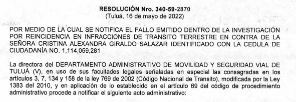 NOTIFICACIÓN POR AVISO – RESOLUCIÓN No. 340-59-2870