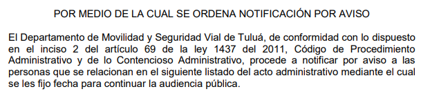 NOTIFICACIÓN POR AVISO – RESOLUCIÓN No. 340-59-3818