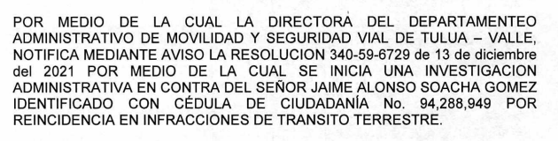 NOTIFICACIÓN POR AVISO – RESOLUCIÓN No. 340-59-4022