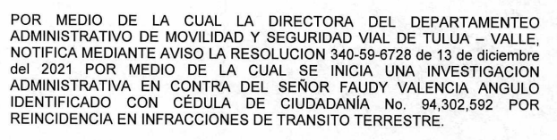 NOTIFICACIÓN POR AVISO – RESOLUCIÓN No. 340-59-4023
