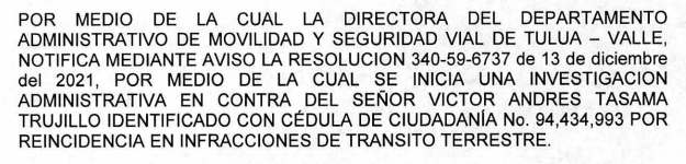 NOTIFICACIÓN POR AVISO – RESOLUCIÓN No. 340-59-4028