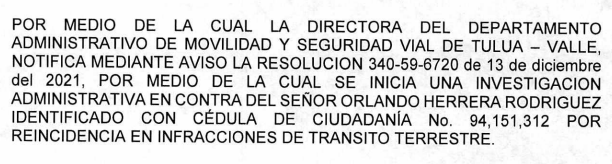 NOTIFICACIÓN POR AVISO – RESOLUCIÓN No. 340-59-4031