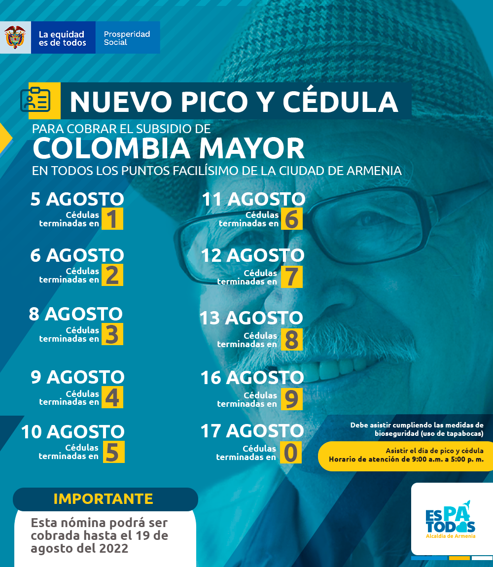 Desde hoy y hasta el 19 de agosto se harán los pagos de Colombia Mayor en puntos Facilísimo