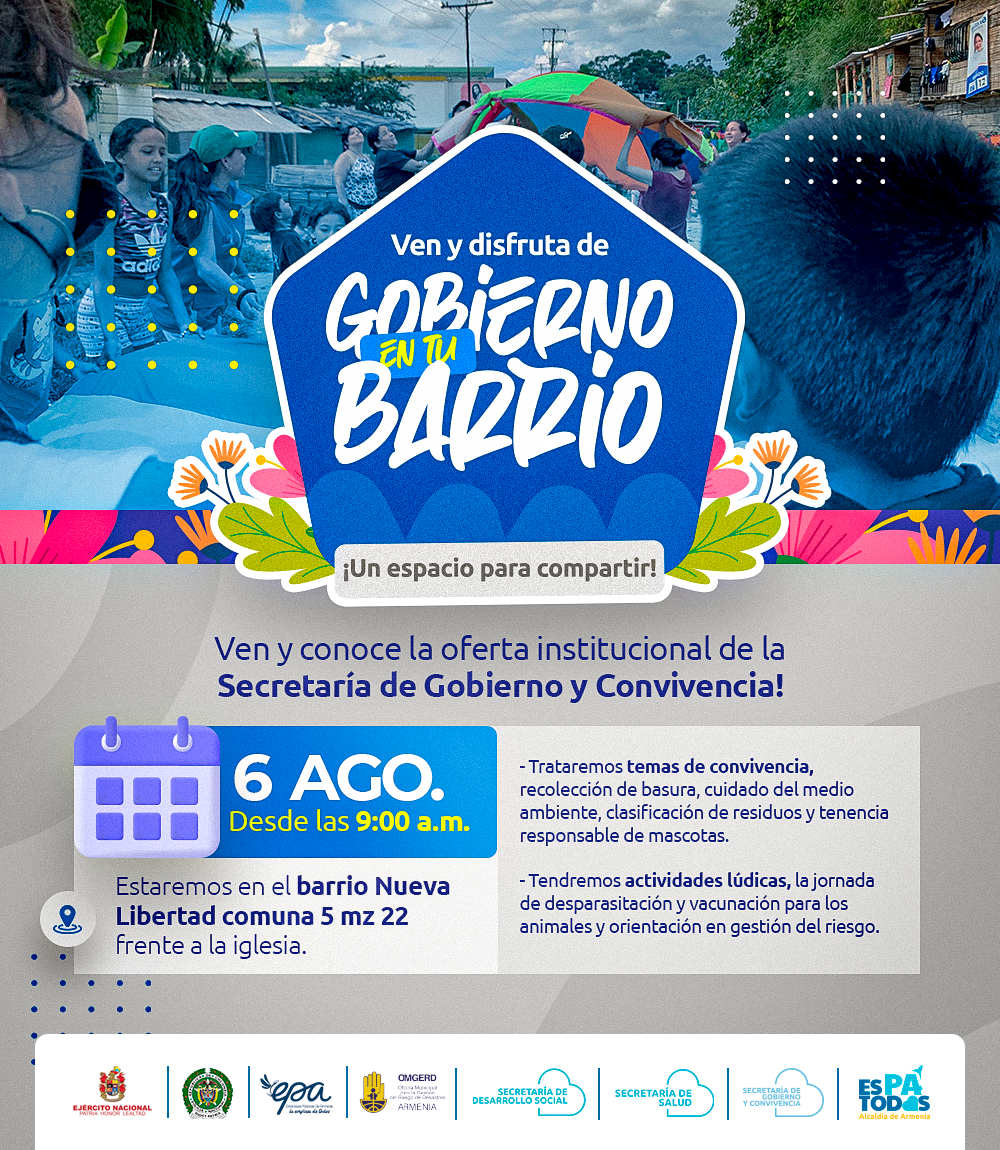 Este sábado, Gobierno en tu barrio llega al barrio Nueva Libertad