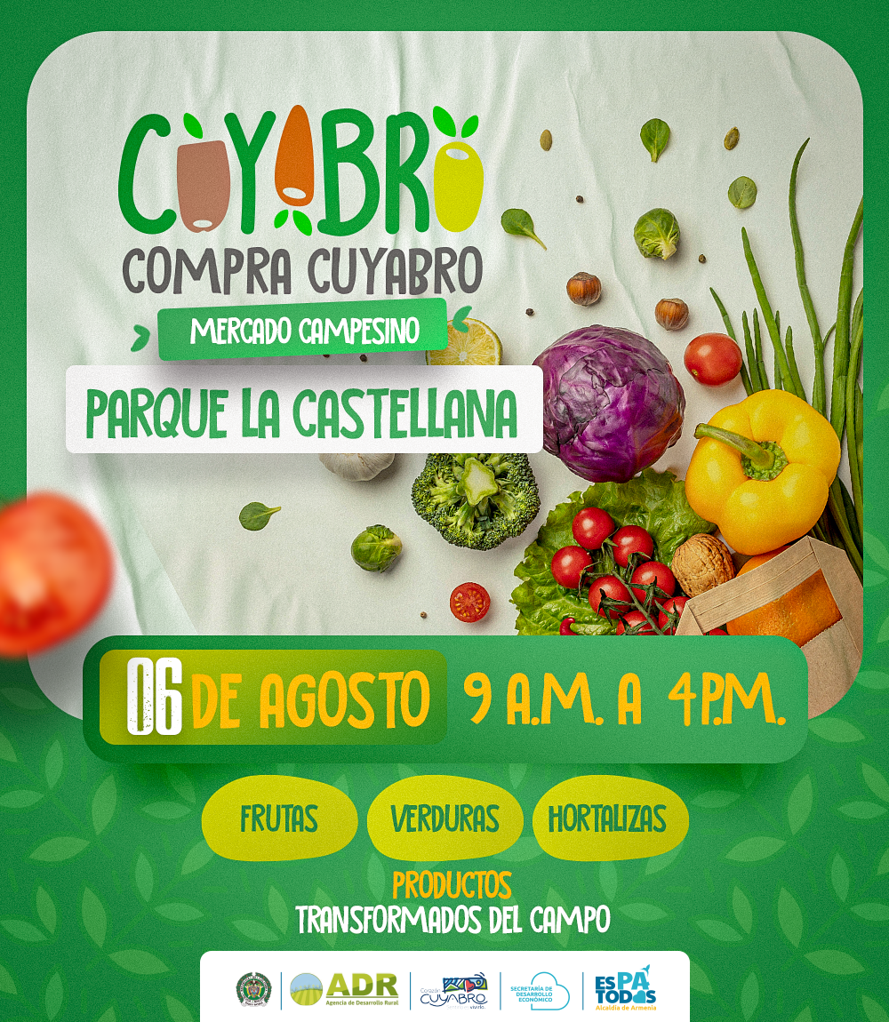 Mañana sábado, Mercado Campesino Cuyabro con 30 productores en el parque del barrio La Castellana