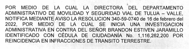 NOTIFICACIÓN POR AVISO – RESOLUCIÓN No. 340-59-4487
