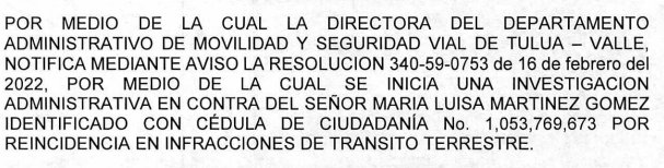 NOTIFICACIÓN POR AVISO – RESOLUCIÓN No. 340-59-4488