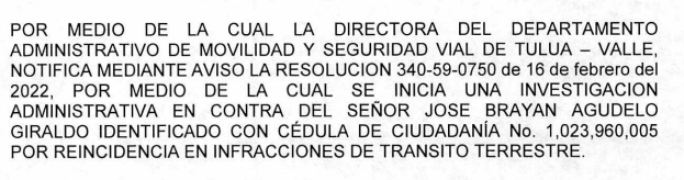NOTIFICACIÓN POR AVISO – RESOLUCIÓN No. 340-59-4491