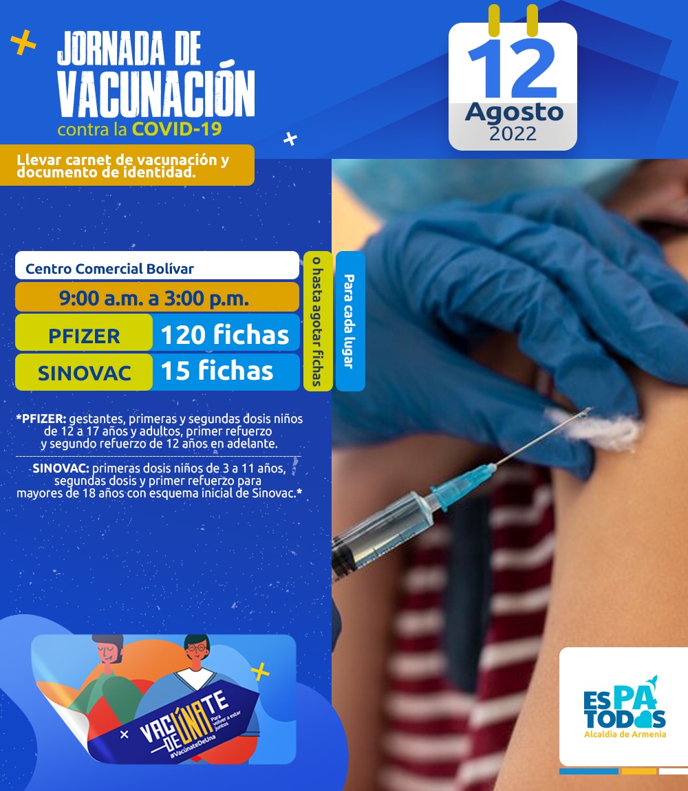 Vacúnese hoy contra la COVID-19, dosis disponibles en el C.C Bolívar